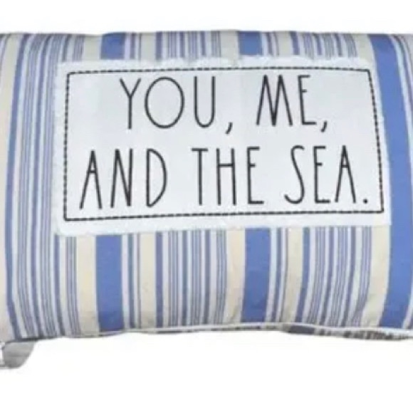 Brand  New RAE DUNN 14x24 You Me And The Sea Striped Pillow Below $42 Retail - Picture 3 of 6